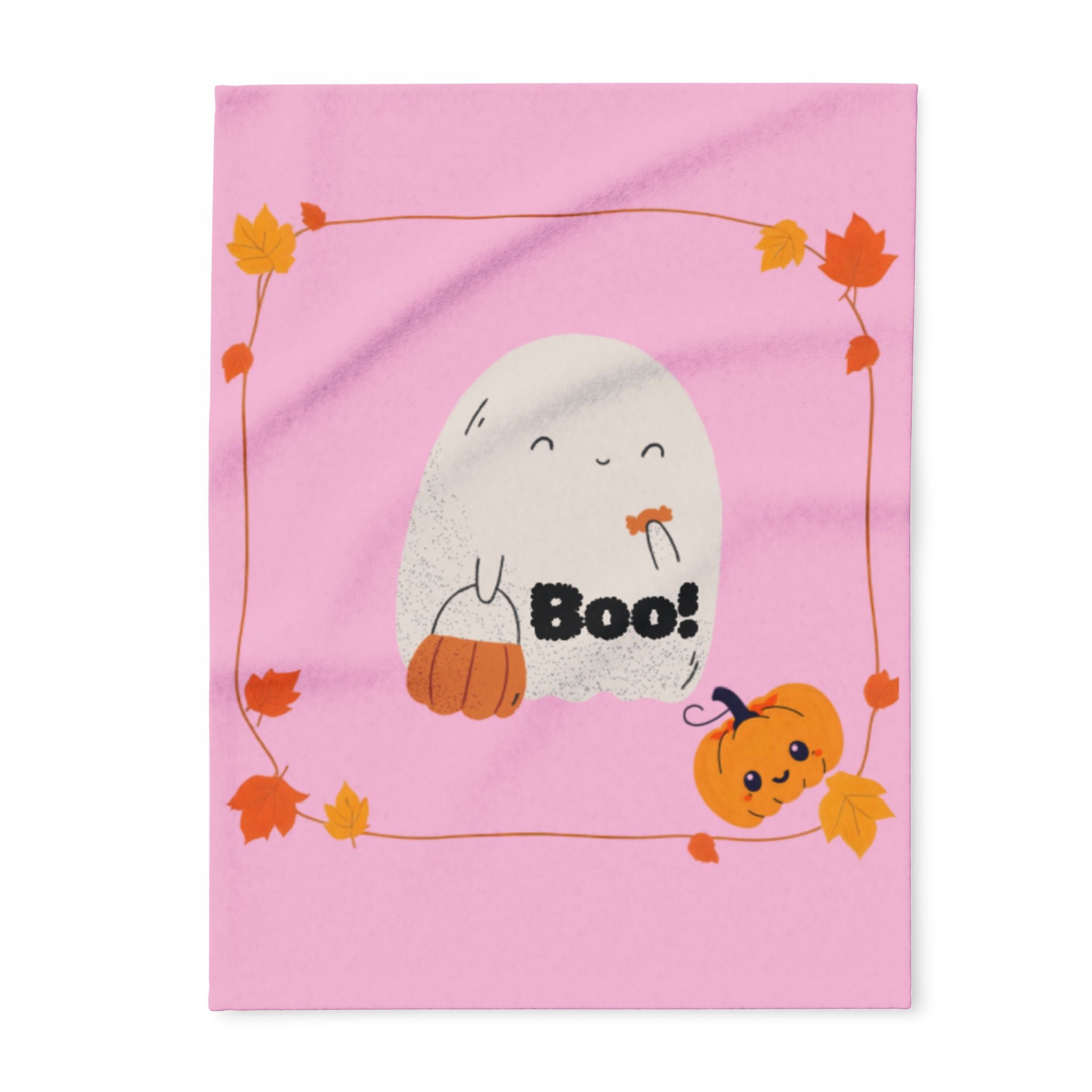Cozy Ghost Fleece Blanket, Cute Halloween Decor, Autumn Vibes Throw, Perfect for Kids, Gifts for Halloween, Boo Design Blanket