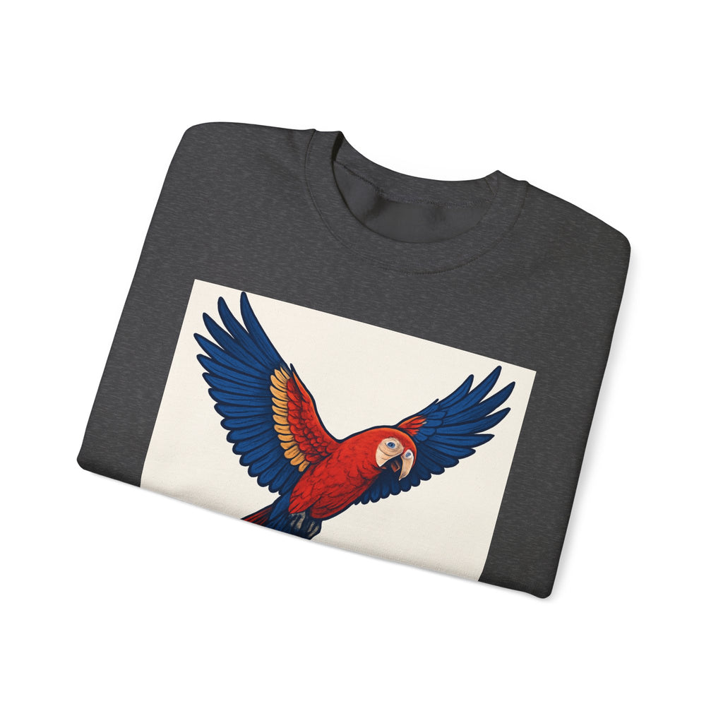 Vibrant Parrot Sweatshirt - Unisex Crewneck, Perfect Gift for Bird Lovers, Tropical Vibe, Outdoor Adventures, Eco-Friendly Fashion