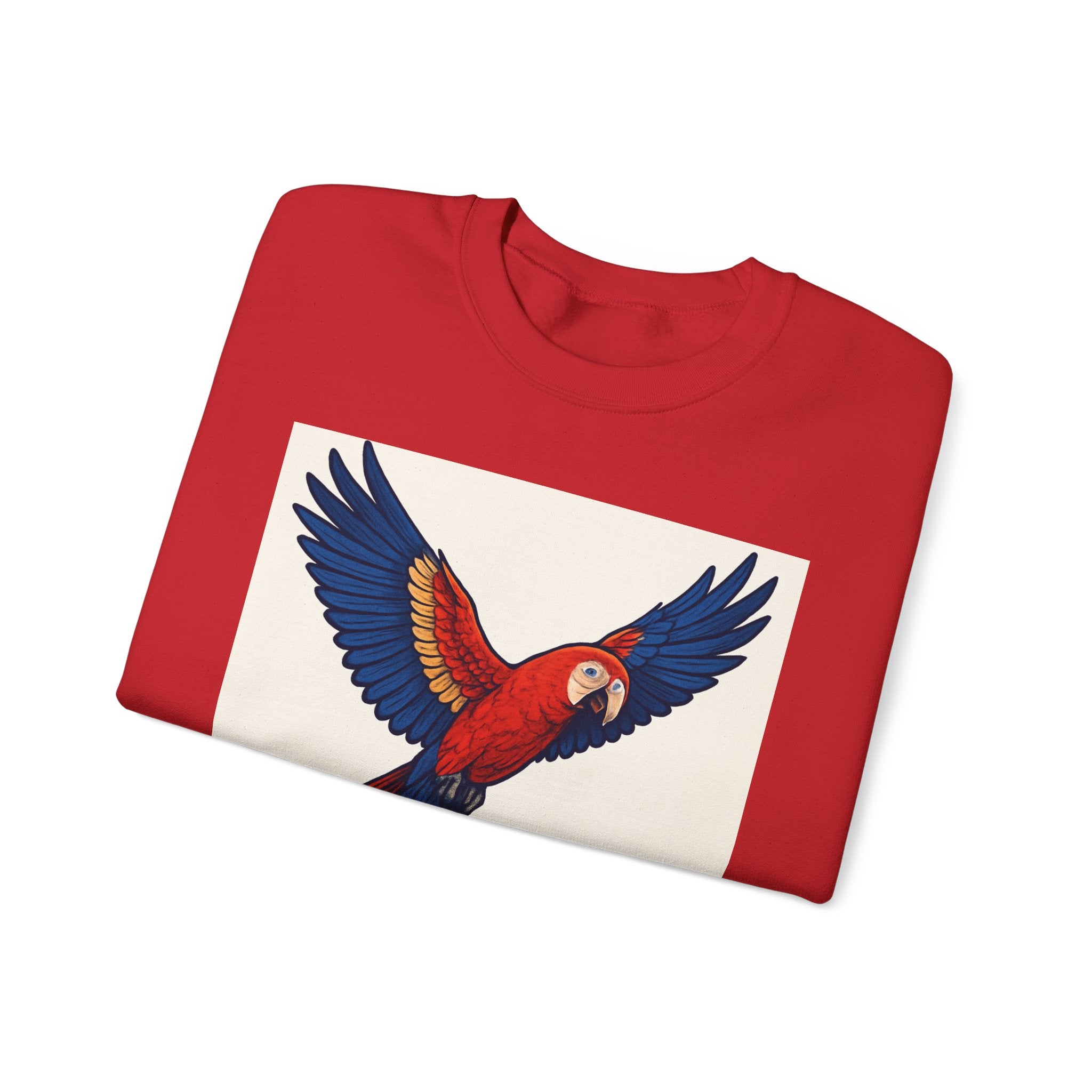 Vibrant Parrot Sweatshirt - Unisex Crewneck, Perfect Gift for Bird Lovers, Tropical Vibe, Outdoor Adventures, Eco-Friendly Fashion