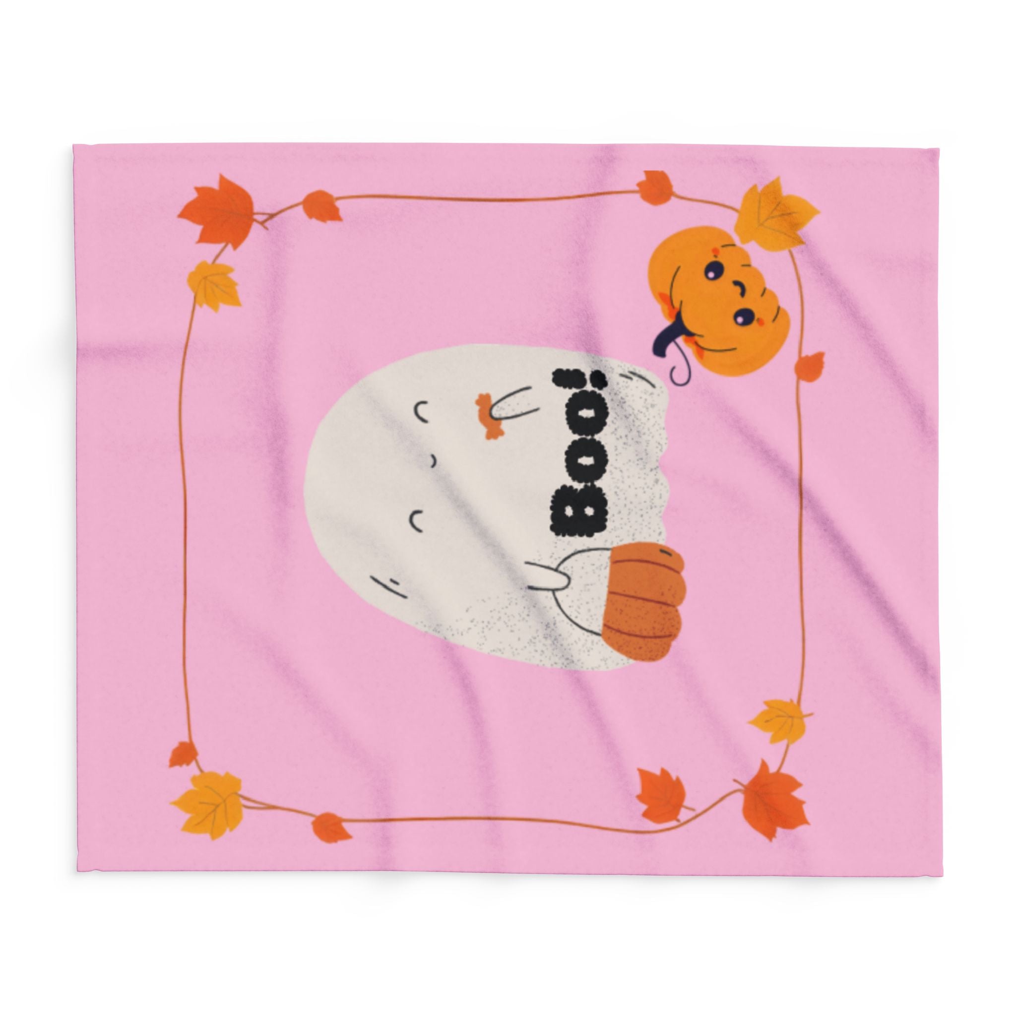 Cozy Ghost Fleece Blanket, Cute Halloween Decor, Autumn Vibes Throw, Perfect for Kids, Gifts for Halloween, Boo Design Blanket
