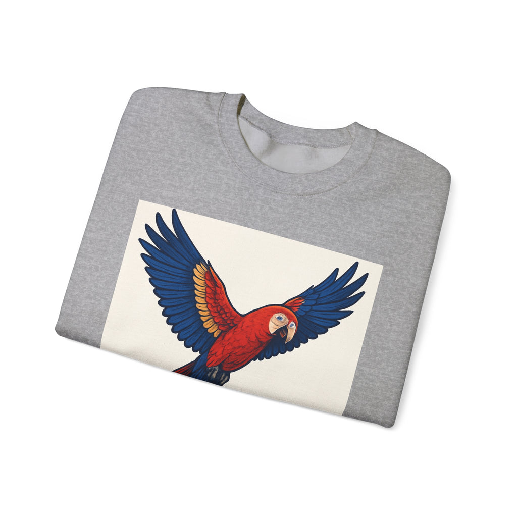 Vibrant Parrot Sweatshirt - Unisex Crewneck, Perfect Gift for Bird Lovers, Tropical Vibe, Outdoor Adventures, Eco-Friendly Fashion