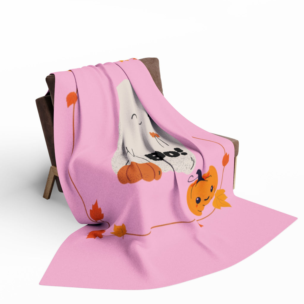 Cozy Ghost Fleece Blanket, Cute Halloween Decor, Autumn Vibes Throw, Perfect for Kids, Gifts for Halloween, Boo Design Blanket