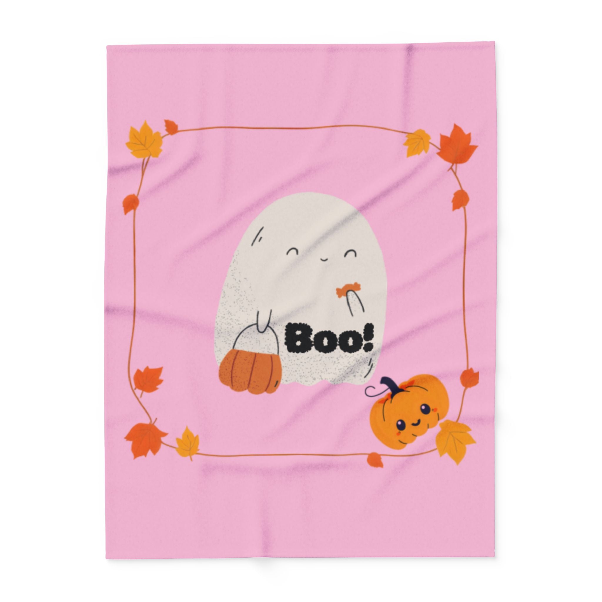 Cozy Ghost Fleece Blanket, Cute Halloween Decor, Autumn Vibes Throw, Perfect for Kids, Gifts for Halloween, Boo Design Blanket