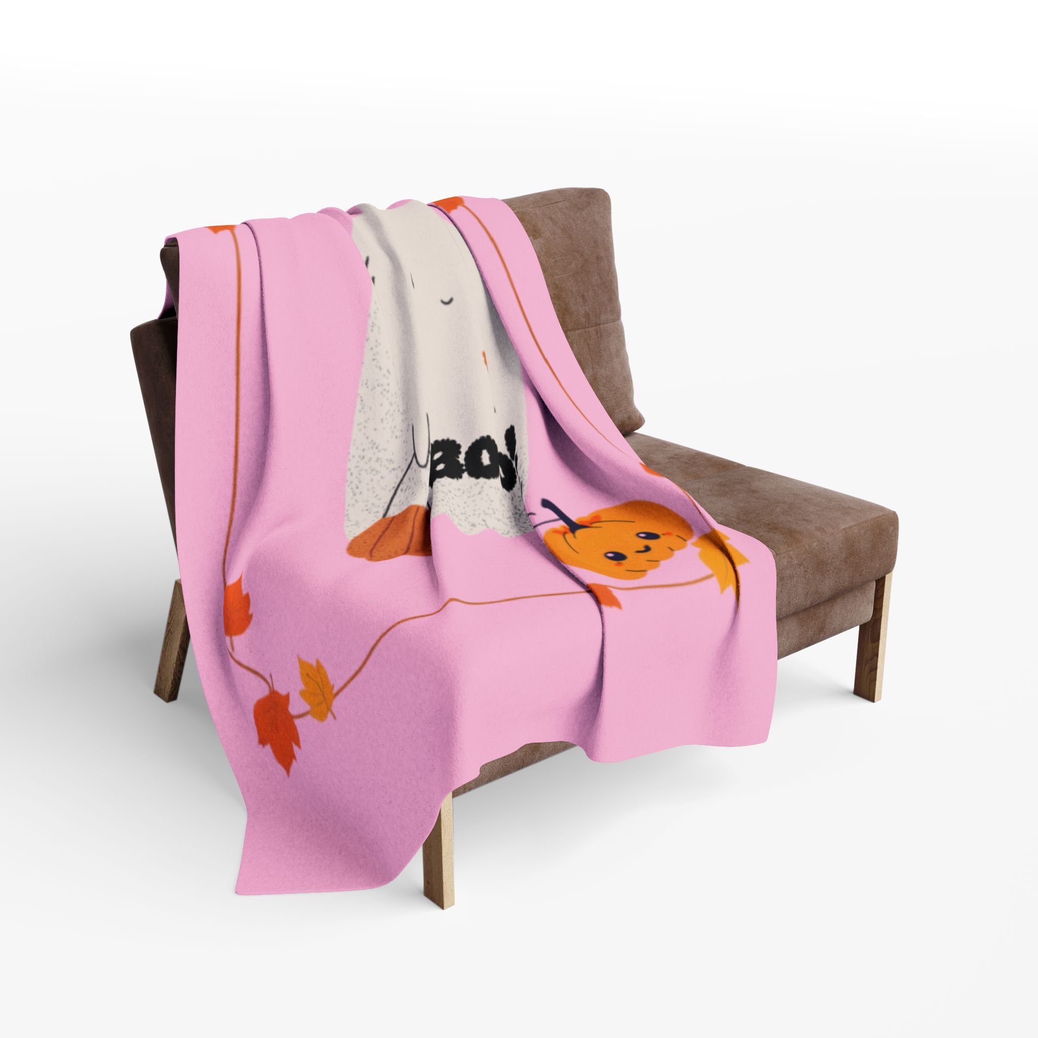 Cozy Ghost Fleece Blanket, Cute Halloween Decor, Autumn Vibes Throw, Perfect for Kids, Gifts for Halloween, Boo Design Blanket