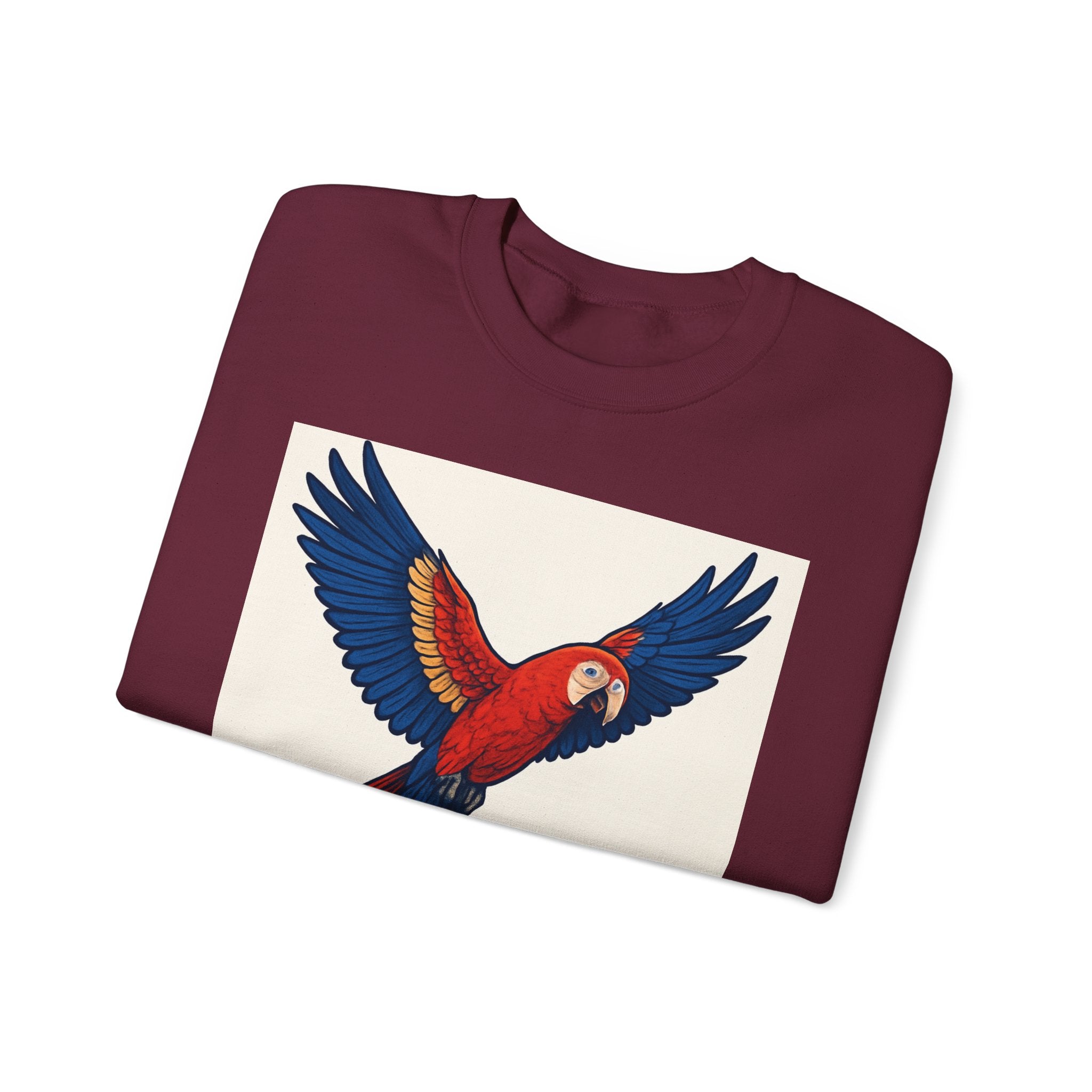 Vibrant Parrot Sweatshirt - Unisex Crewneck, Perfect Gift for Bird Lovers, Tropical Vibe, Outdoor Adventures, Eco-Friendly Fashion