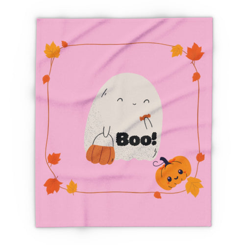 Cozy Ghost Fleece Blanket, Cute Halloween Decor, Autumn Vibes Throw, Perfect for Kids, Gifts for Halloween, Boo Design Blanket