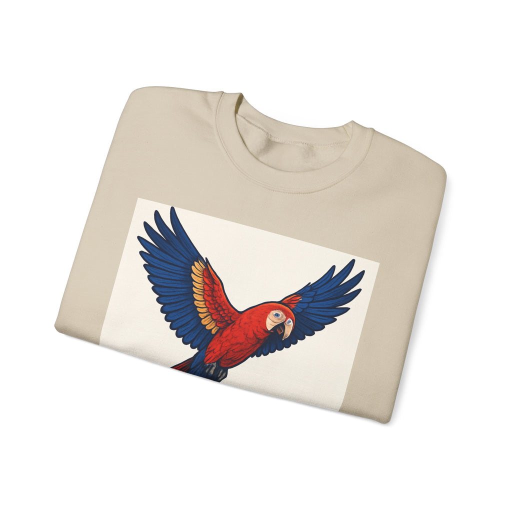 Vibrant Parrot Sweatshirt - Unisex Crewneck, Perfect Gift for Bird Lovers, Tropical Vibe, Outdoor Adventures, Eco-Friendly Fashion